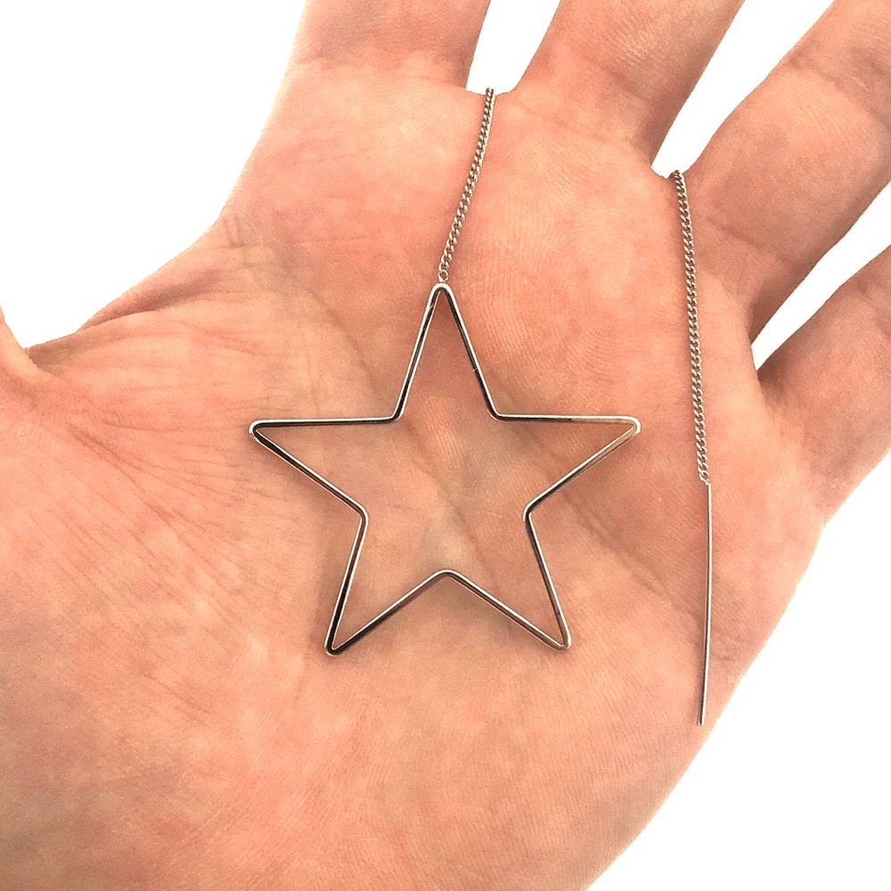 Silver Star Threader Earring Single Large Nwot - image 2